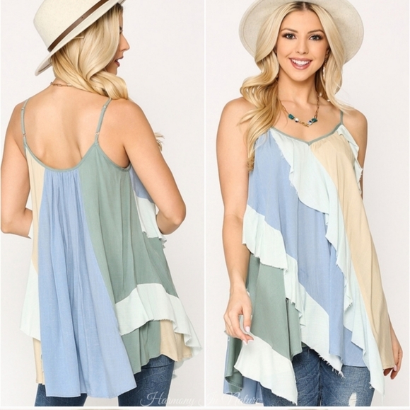 Color Block Sleeveless Top - Picture 1 of 8